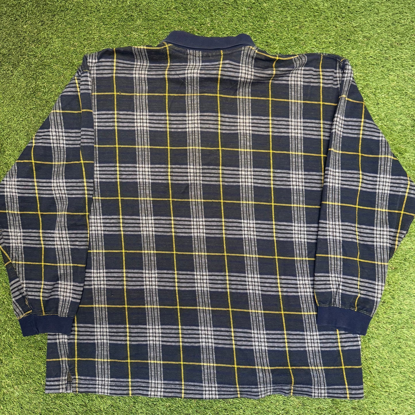 Plaid Long Sleeve Polo Large