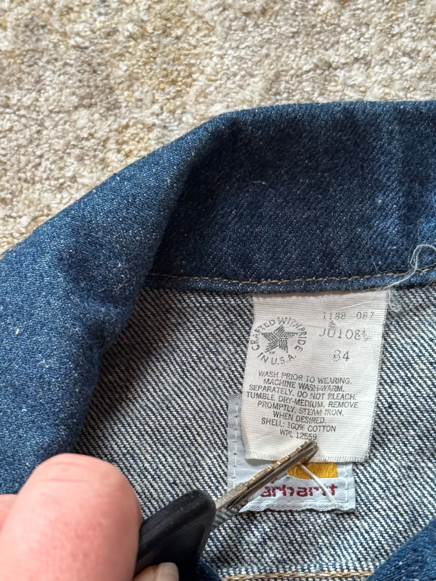 1989 Vintage Carhartt Denim Jacket fits small