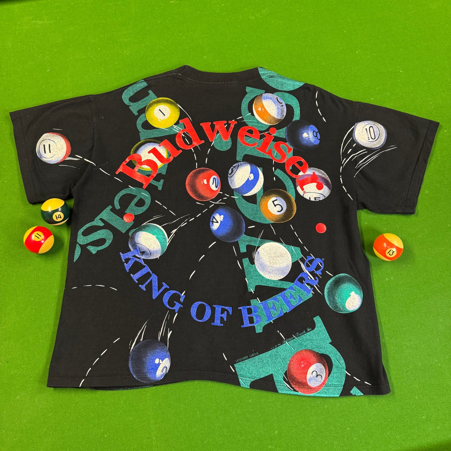 Vintage Budweiser Billiards Pool AOP T-Shirt XL