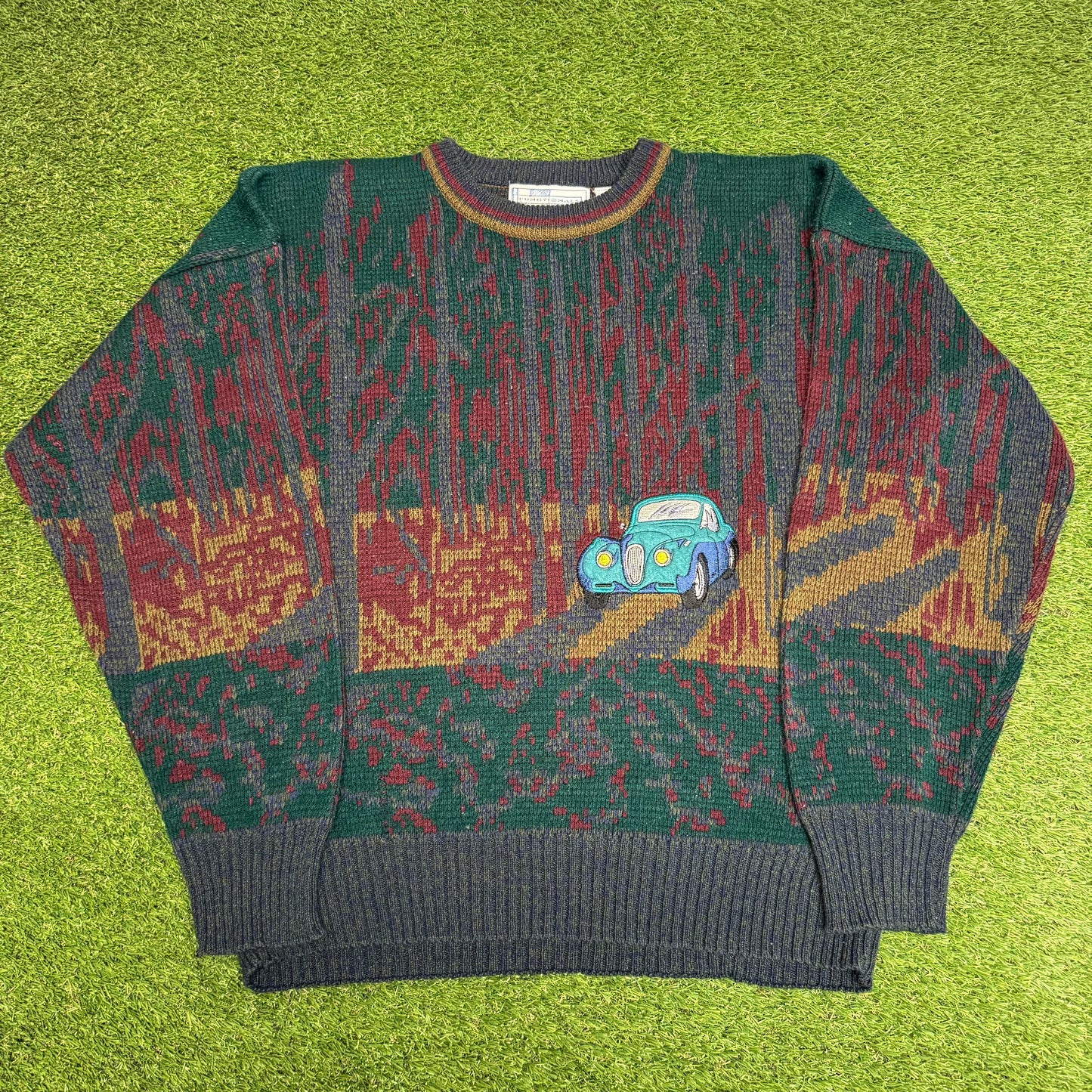 Vintage Classic Car Knit Sweatshirt Medium