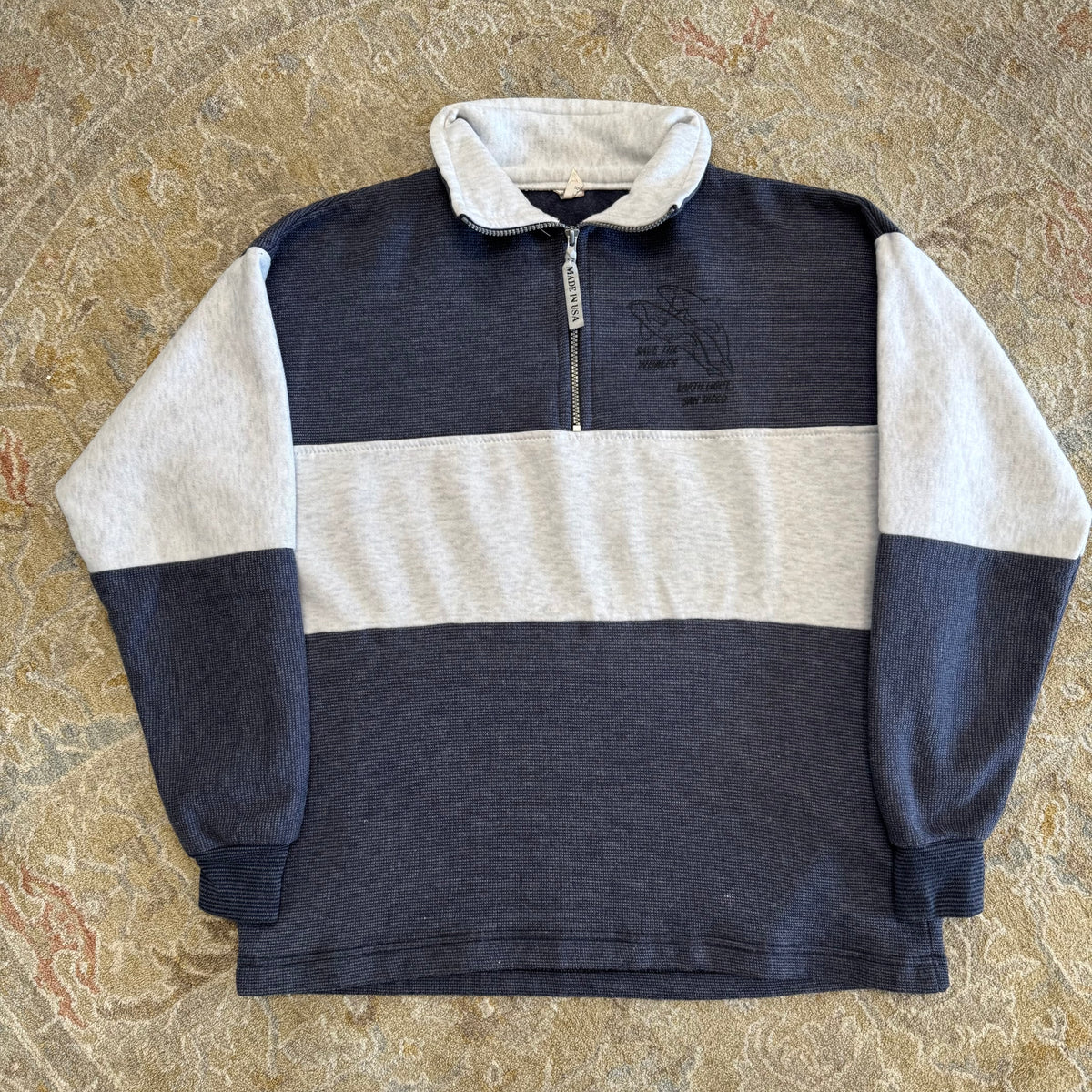 Vintage Save the Whales San Diego Colorblock Quarter-Zip Sweatshirt