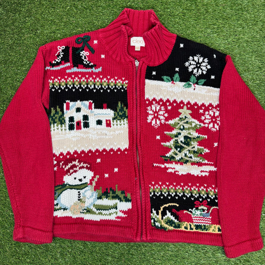 Christmas Zip Up Sweater Small