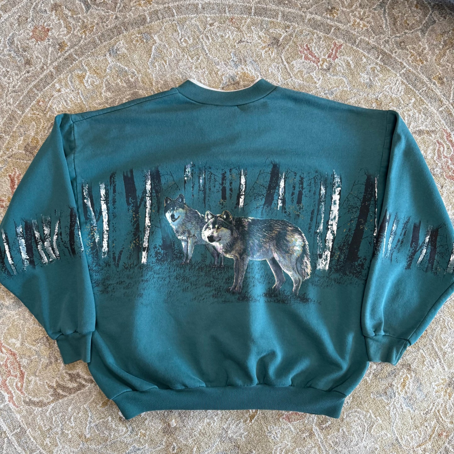 Vintage Wolf Alaska Wrap Around Print Sweatshirt XL