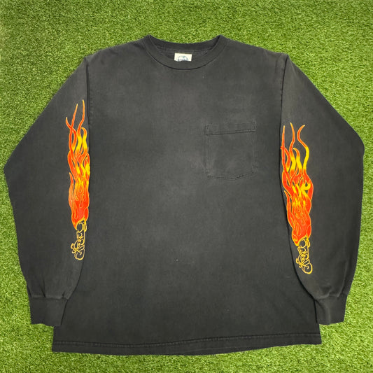 2002 Easyriders Biker Longsleeve Flames L