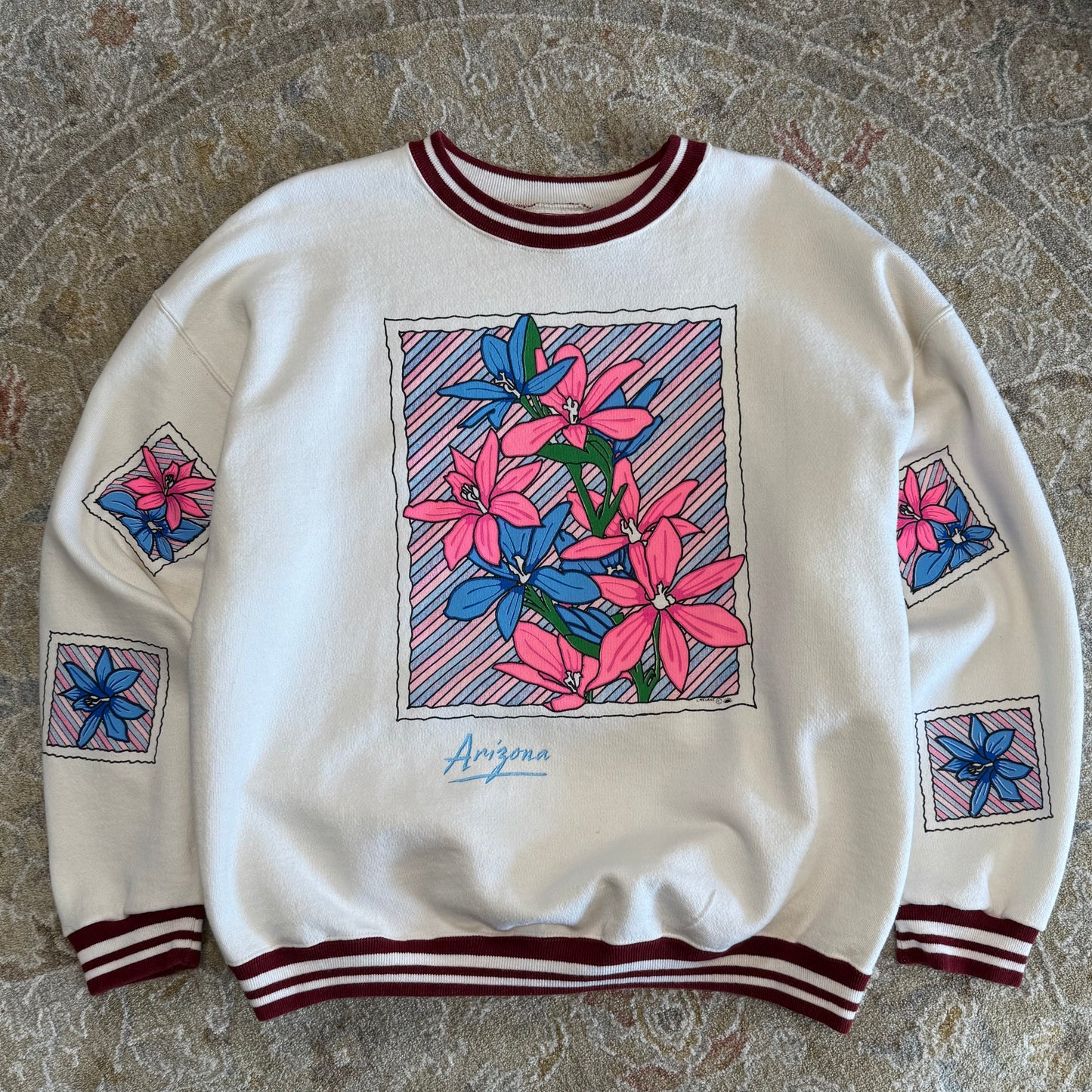Vintage Arizona Flowers Patchwork Sweatshirt XXL