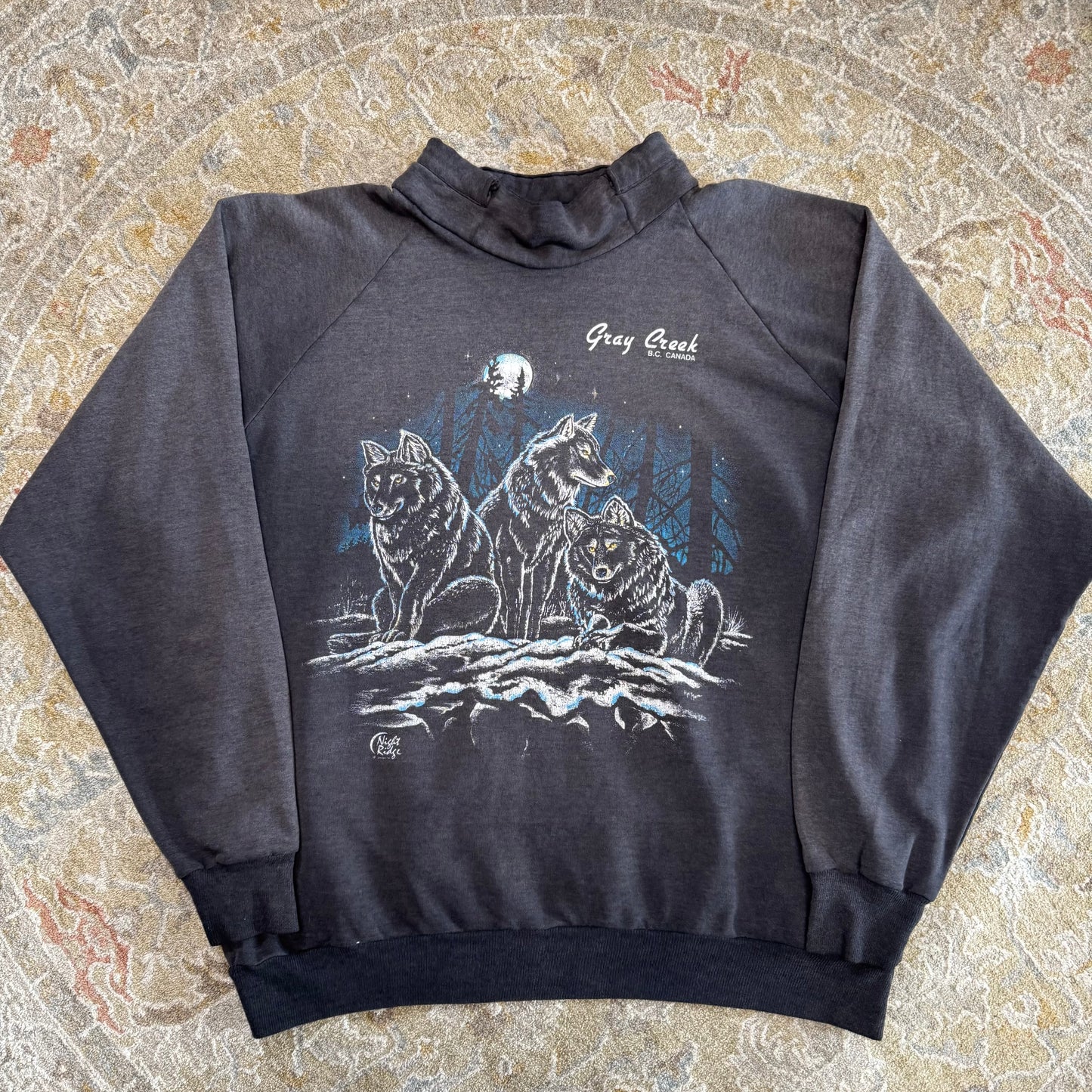 Vintage Wolf Nature Sweatshirt Faded XL