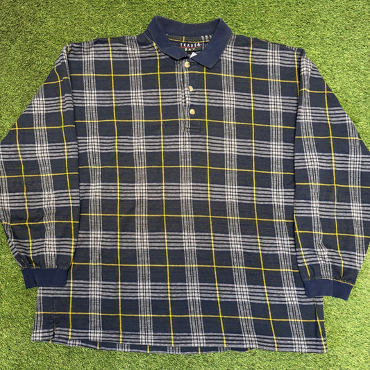 Plaid Long Sleeve Polo Large