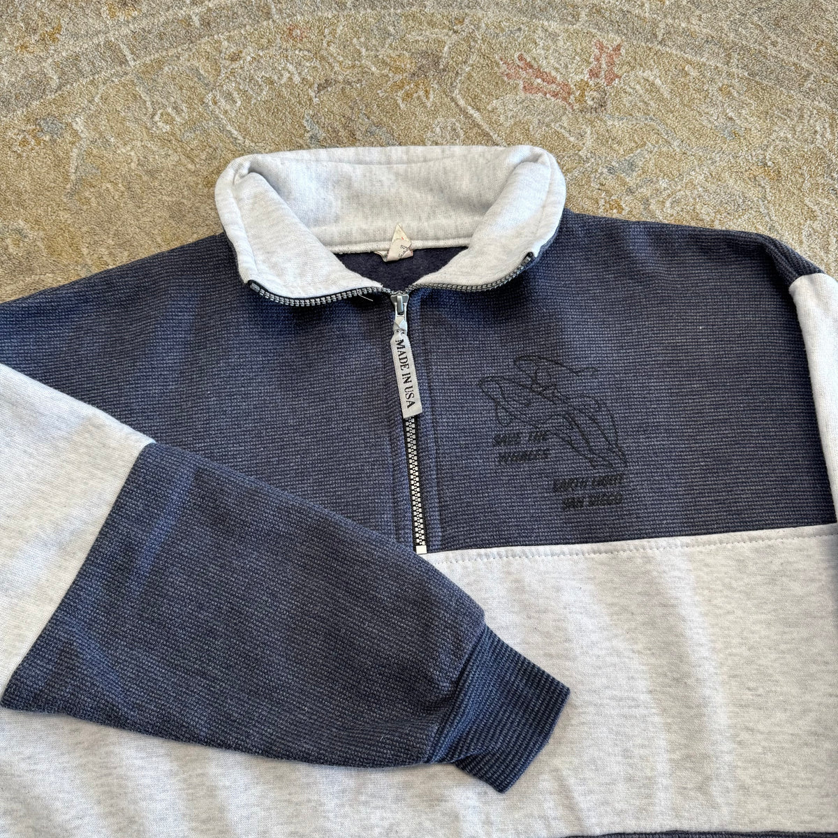 Vintage Save the Whales San Diego Colorblock Quarter-Zip Sweatshirt