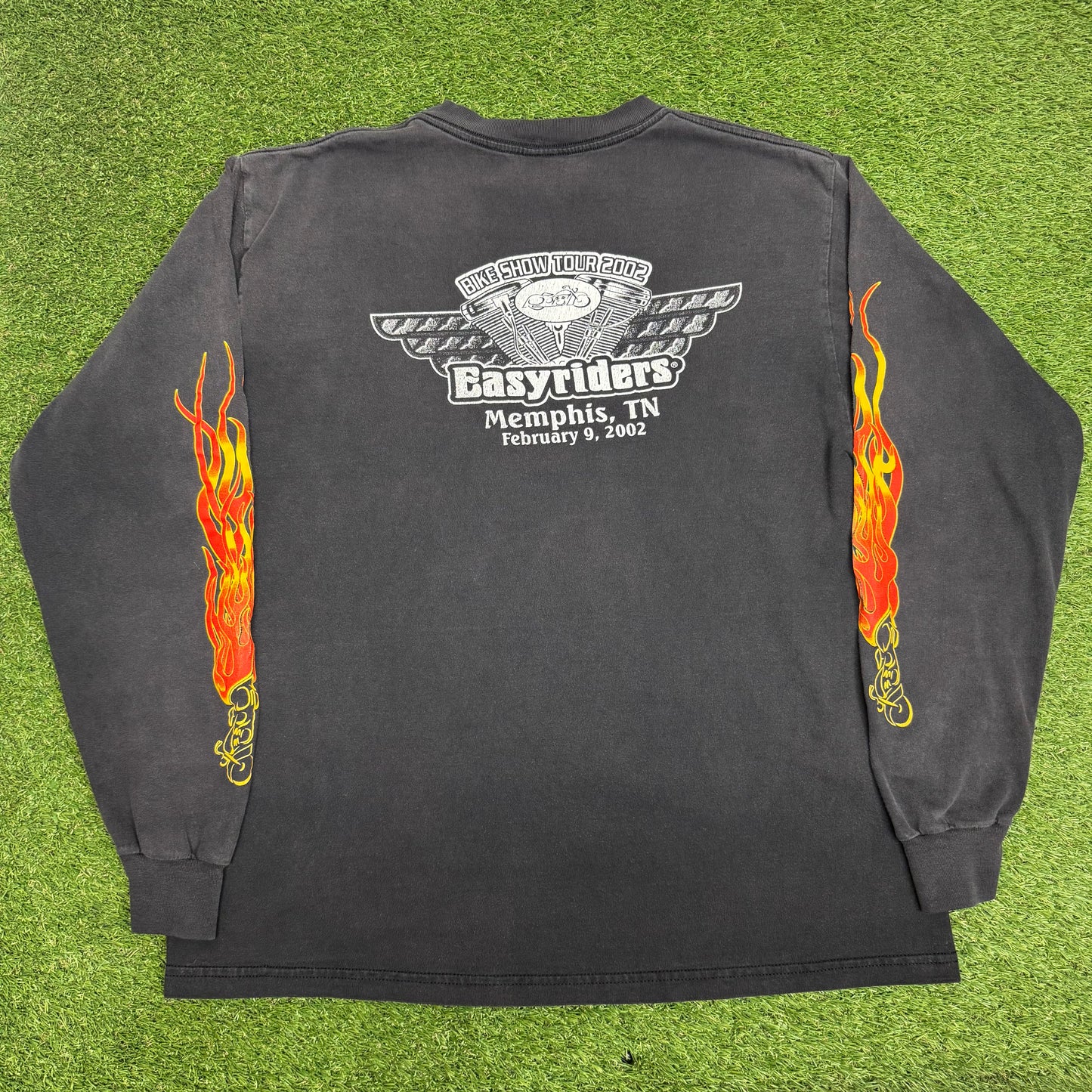 2002 Easyriders Biker Longsleeve Flames L