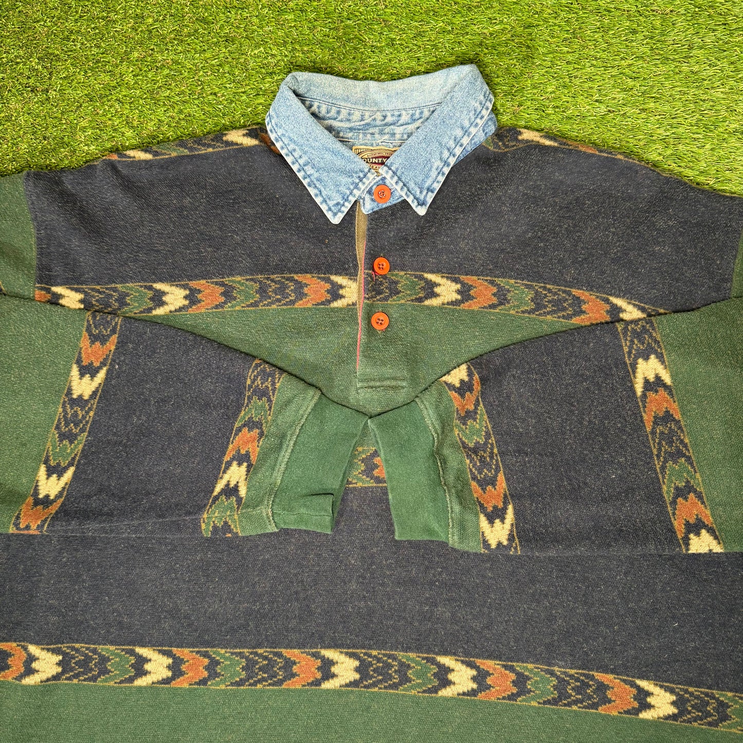 Denim Collared Polo Longsleeve M