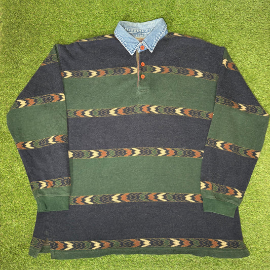 Denim Collared Polo Longsleeve M