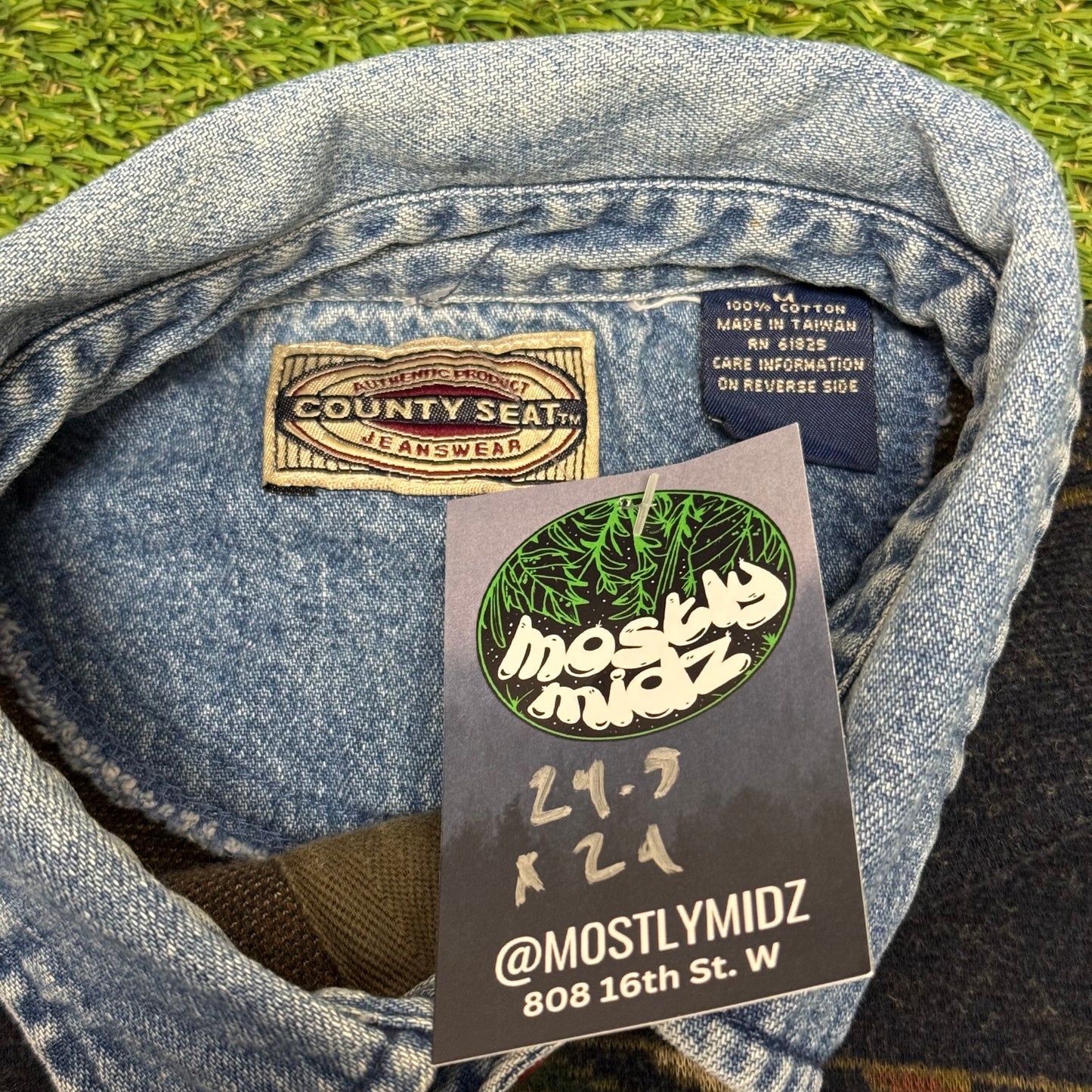 Denim Collared Polo Longsleeve M