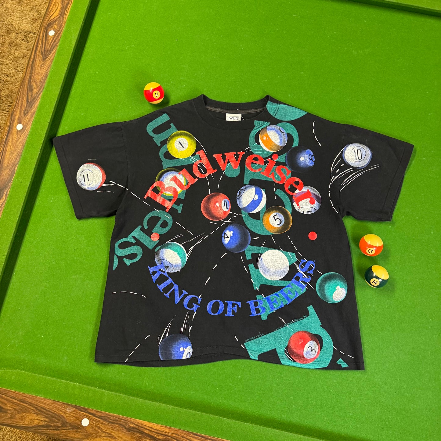 Vintage Budweiser Billiards Pool AOP T-Shirt XL