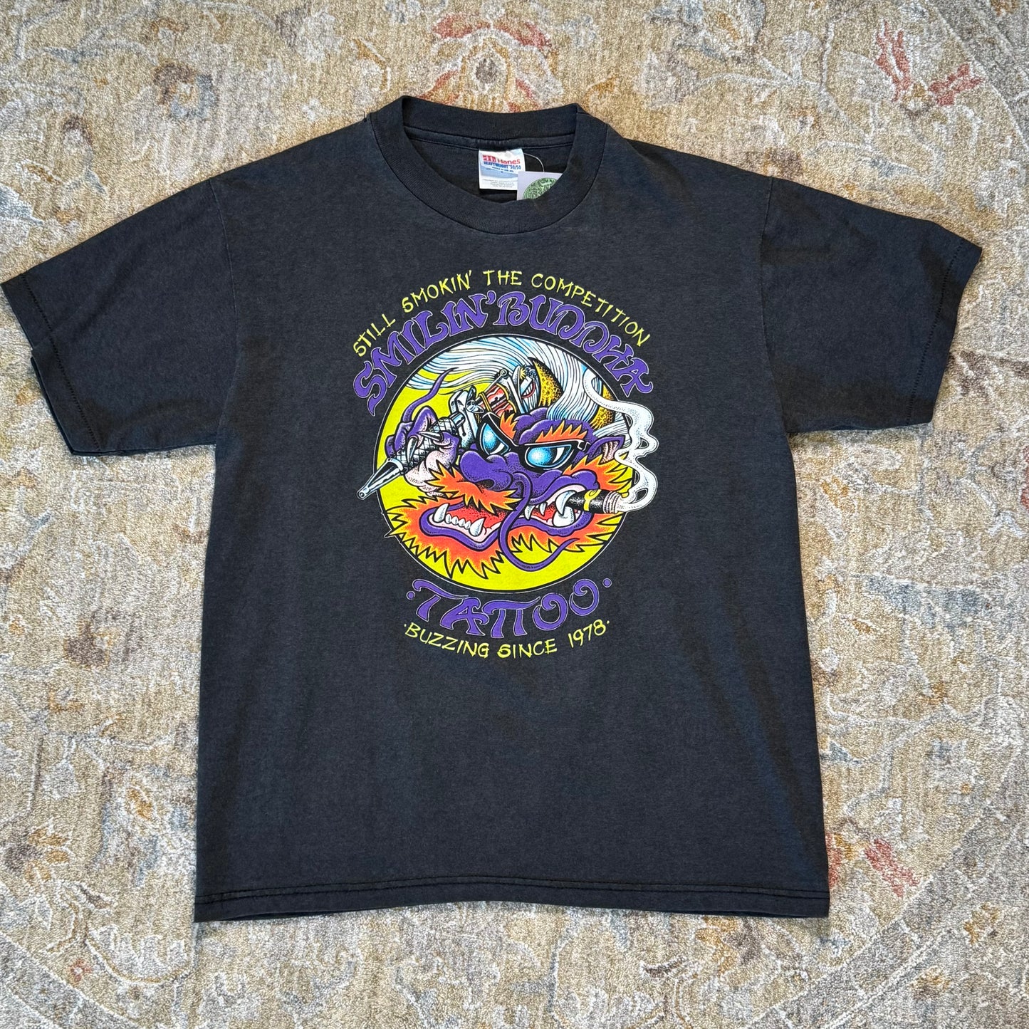 Vintage Smilin Buddha Tattoo’ T-Shirt Medium