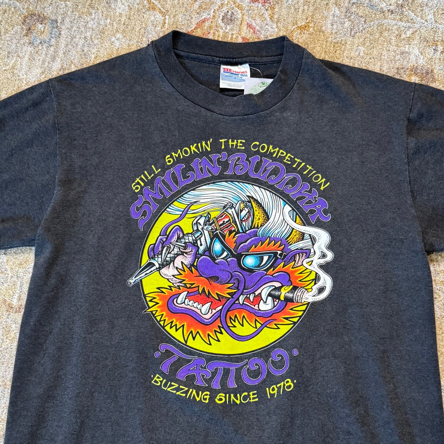 Vintage Smilin Buddha Tattoo’ T-Shirt Medium